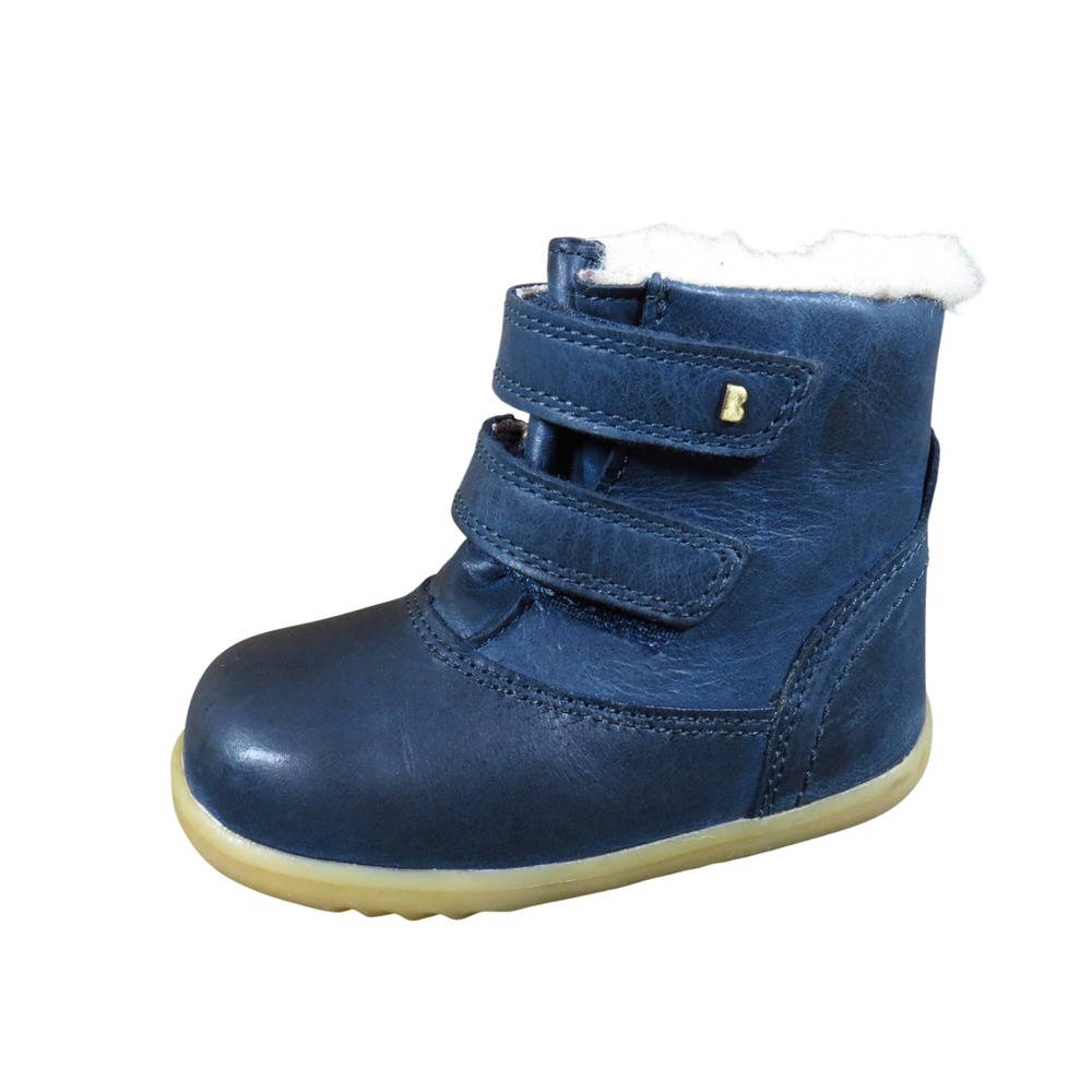 Bobux Aspen Unisex Baby Winter Boot Size 18 EU Cold Weather Navy Blue Leather